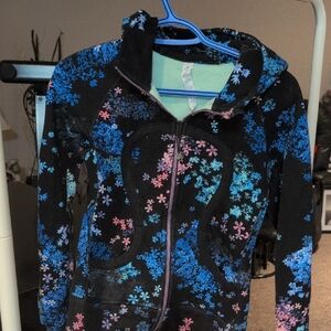 Lululemon Athletica Black and Blue Floral Hoodie